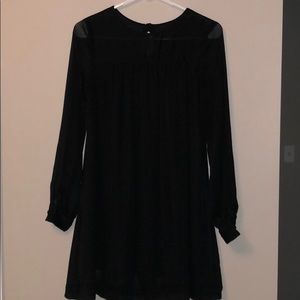 H&M black dress long sheer sleeves gold zipper